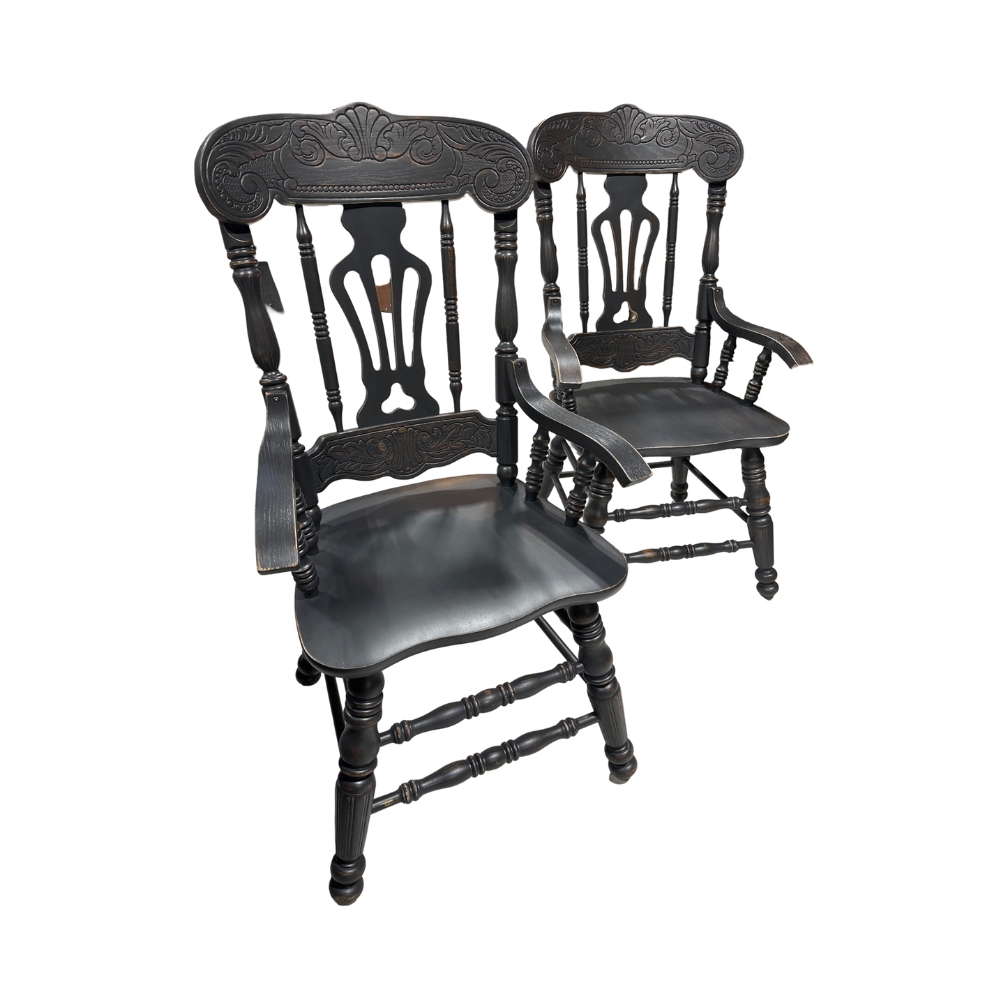 Vintage Solid Wood Black Chairs s/2
