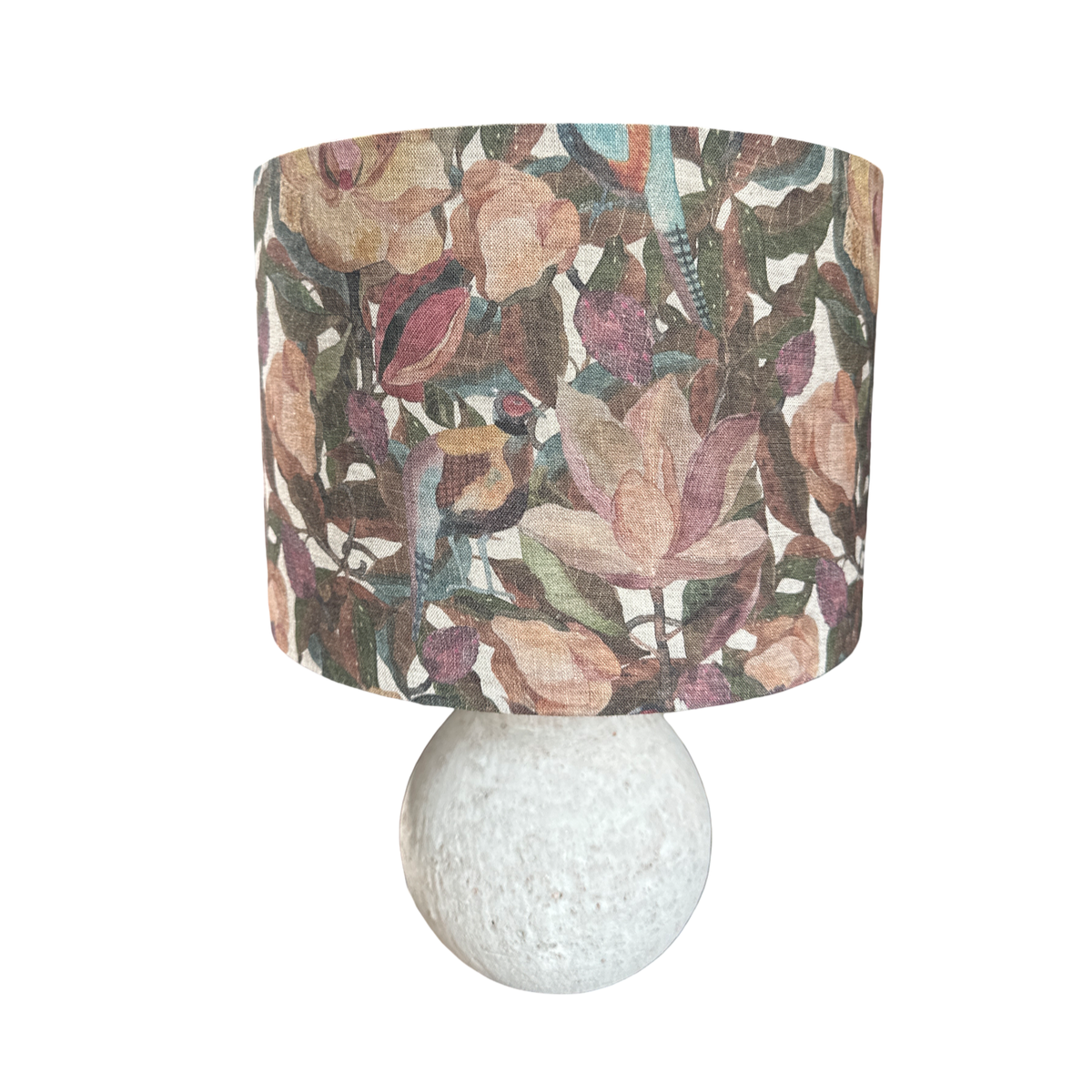 Natural Linen Floral Plum Lampshade 30x21cm