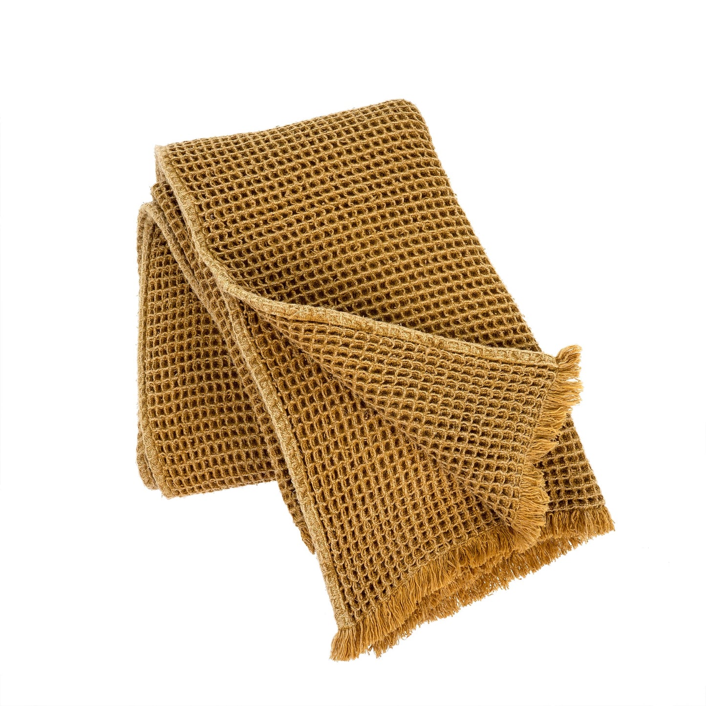 Waffle throw ochre