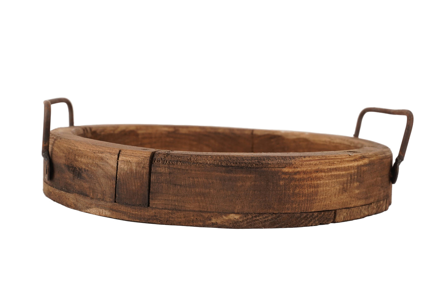 Round Farmhouse Reclaimed Wood Tray 12"