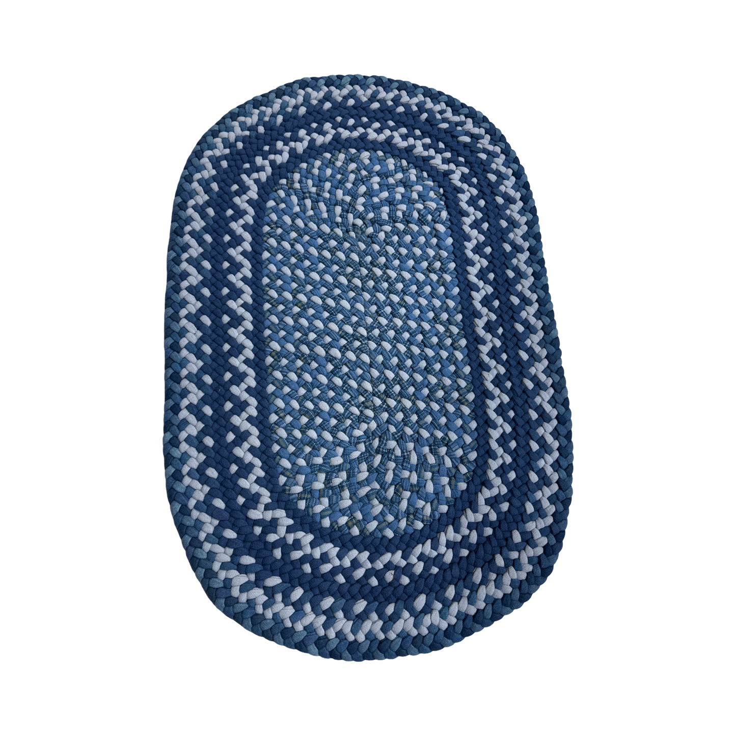 Oval wool rug blues 19x30"