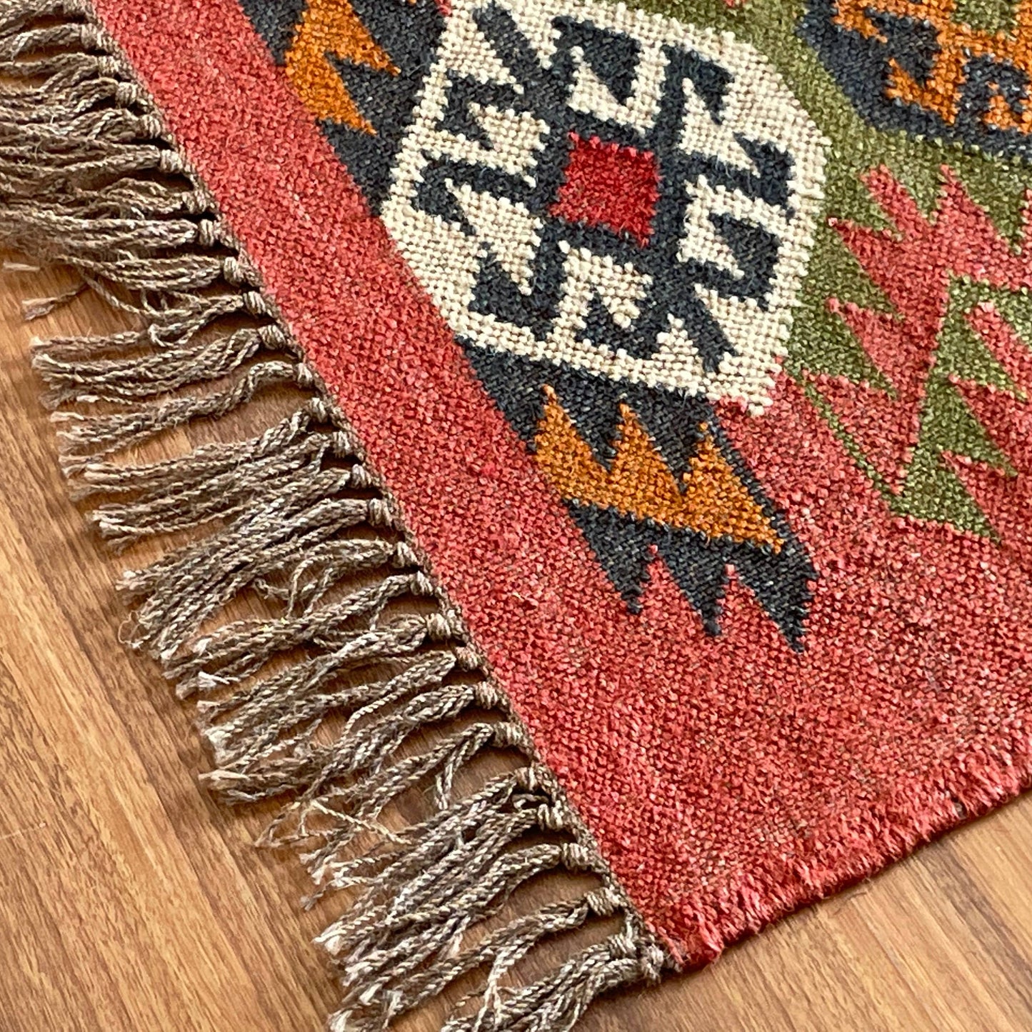 2 x 4' Handmade Kilim Jute-Wool Rug