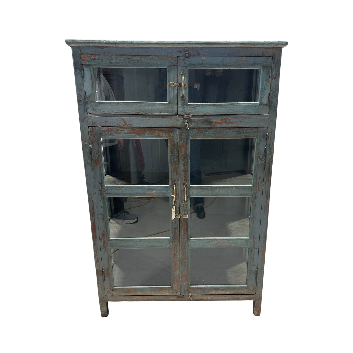 Teak Cabinet w/Glass Blue
