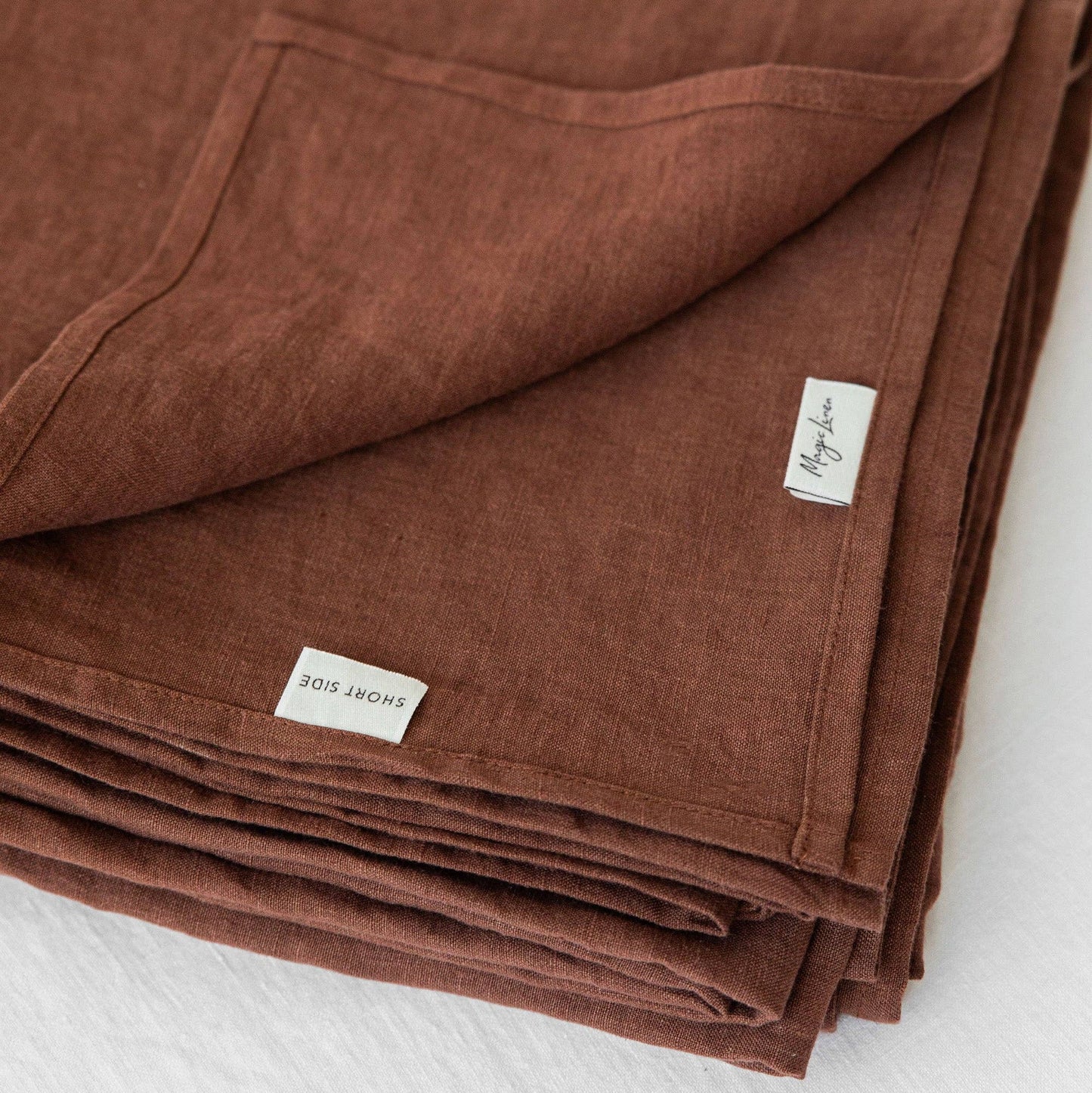 Chocolate linen flat sheet Queen