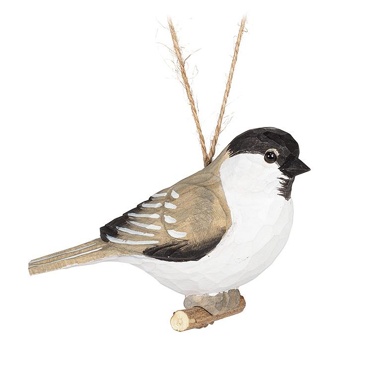 Carved Chickadee Ornament 4.5"L