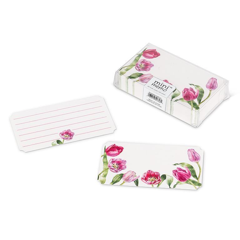 50Pc Pink Tulips Mini Note Cards