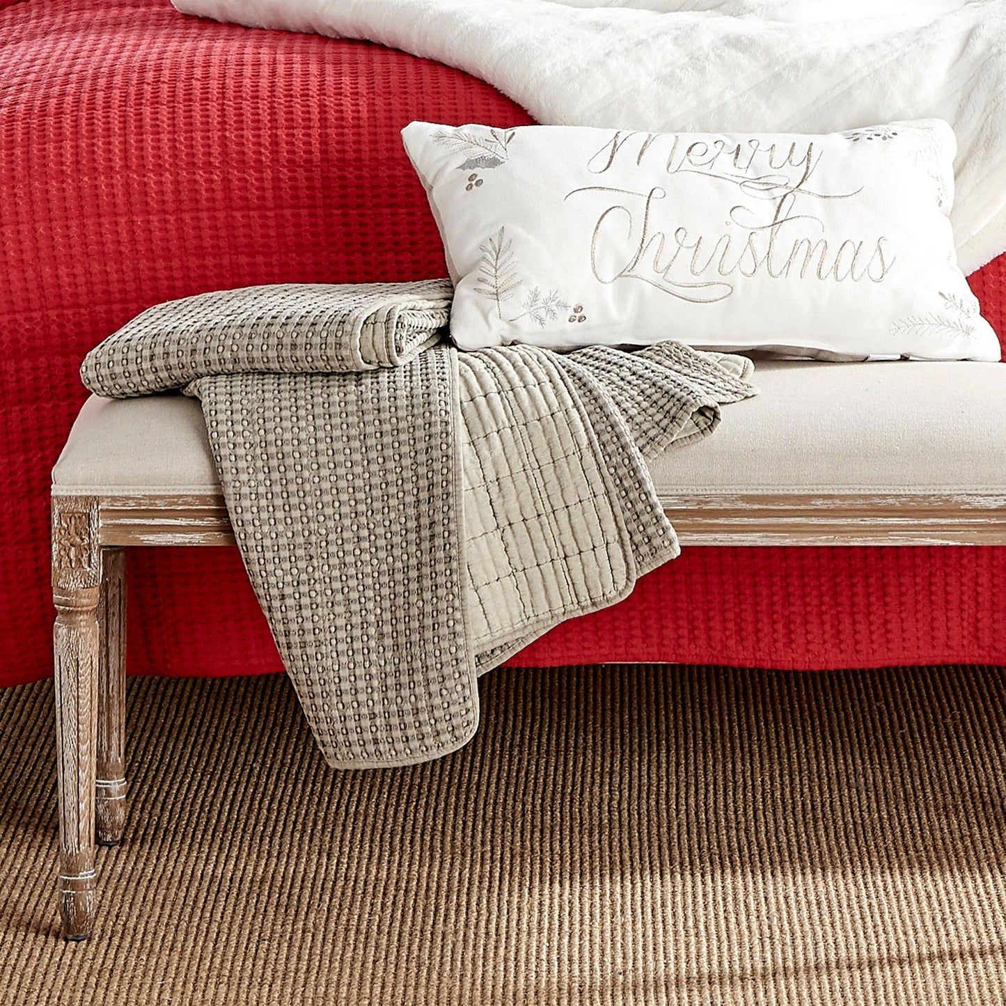 Waffle Quilted Throw Navy 50x60"