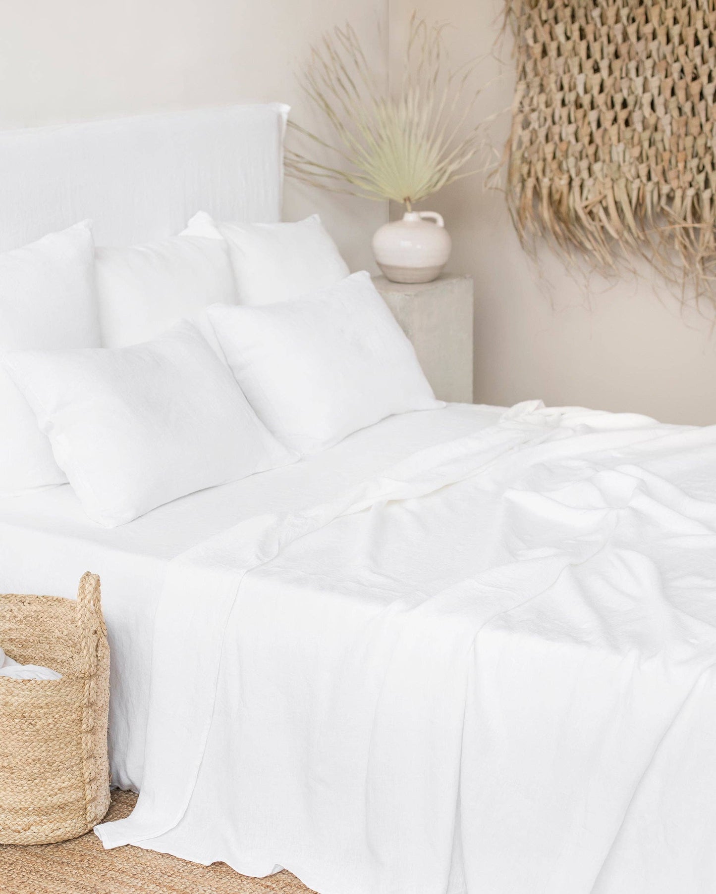 White linen flat sheet King