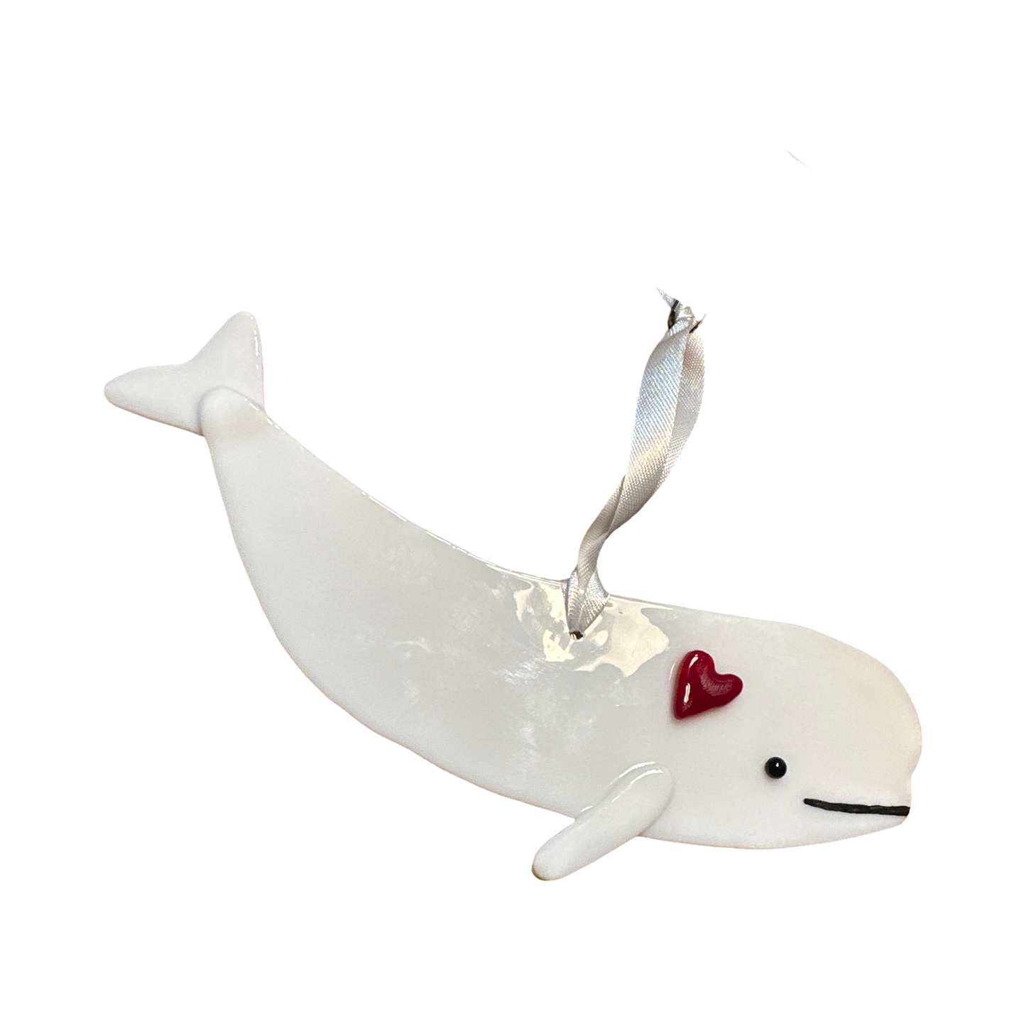 Fused Glass Beluga Ornament