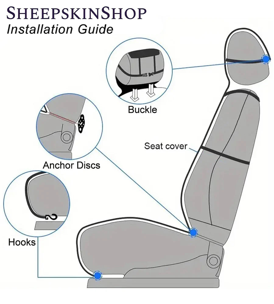 Sheepskin Seat Cover Universal Fit - Charcoal