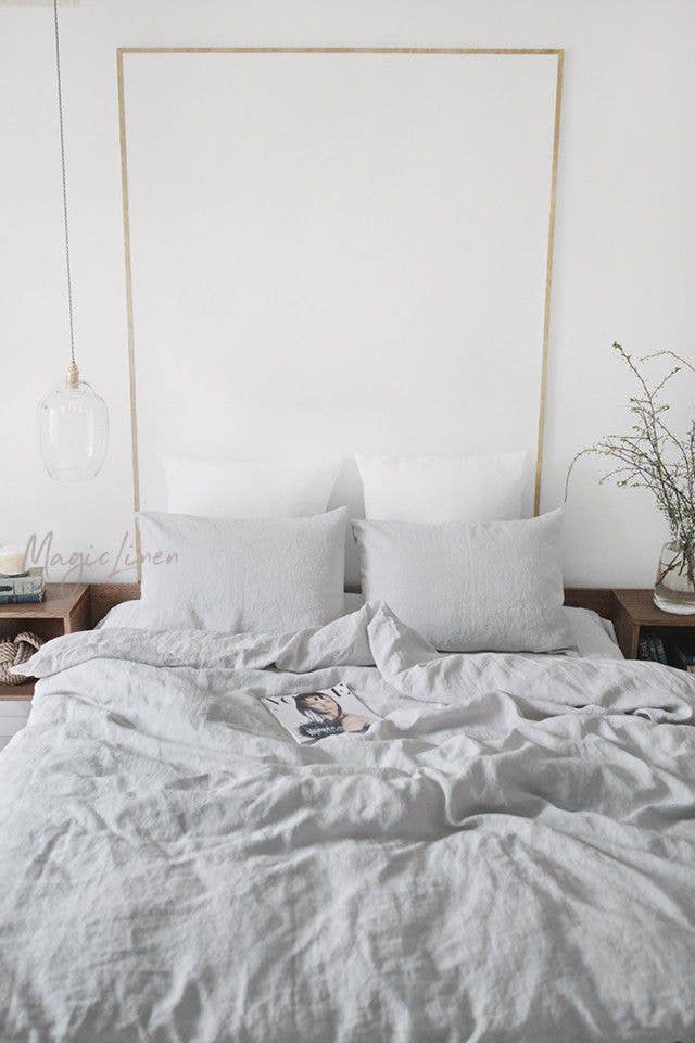 Light Gray Linen Pillowcase Queen