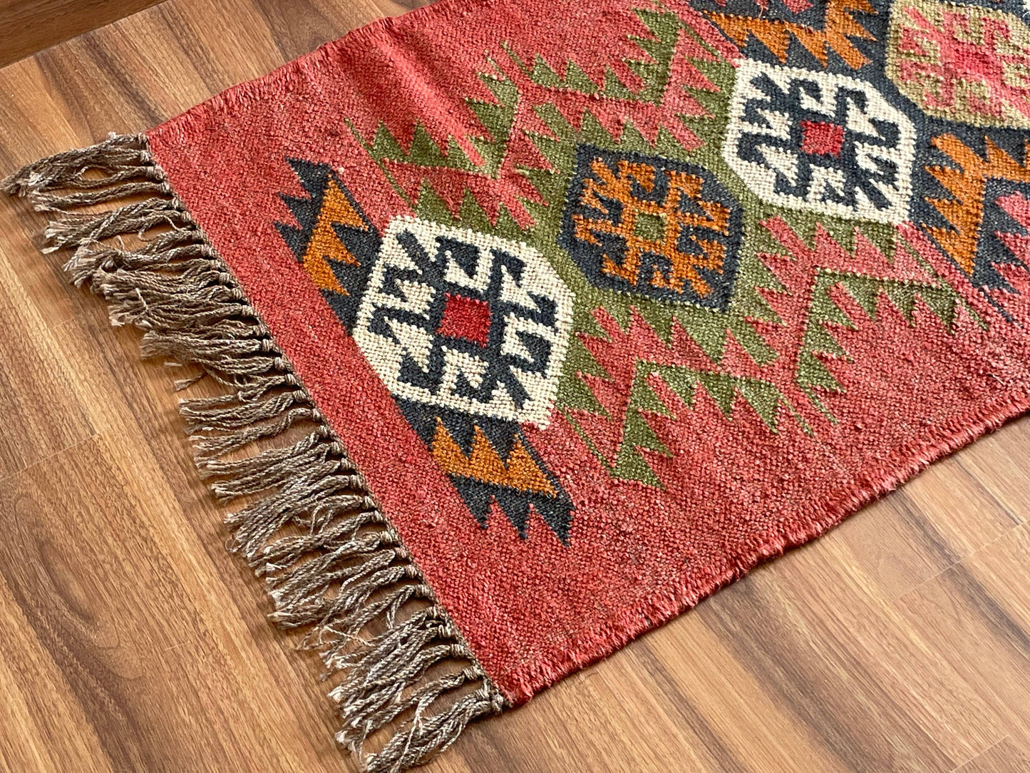 2 x 4' Handmade Kilim Jute-Wool Rug