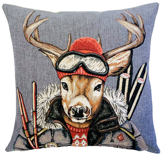 Nordic Ski Stag Cushion Cover 18"
