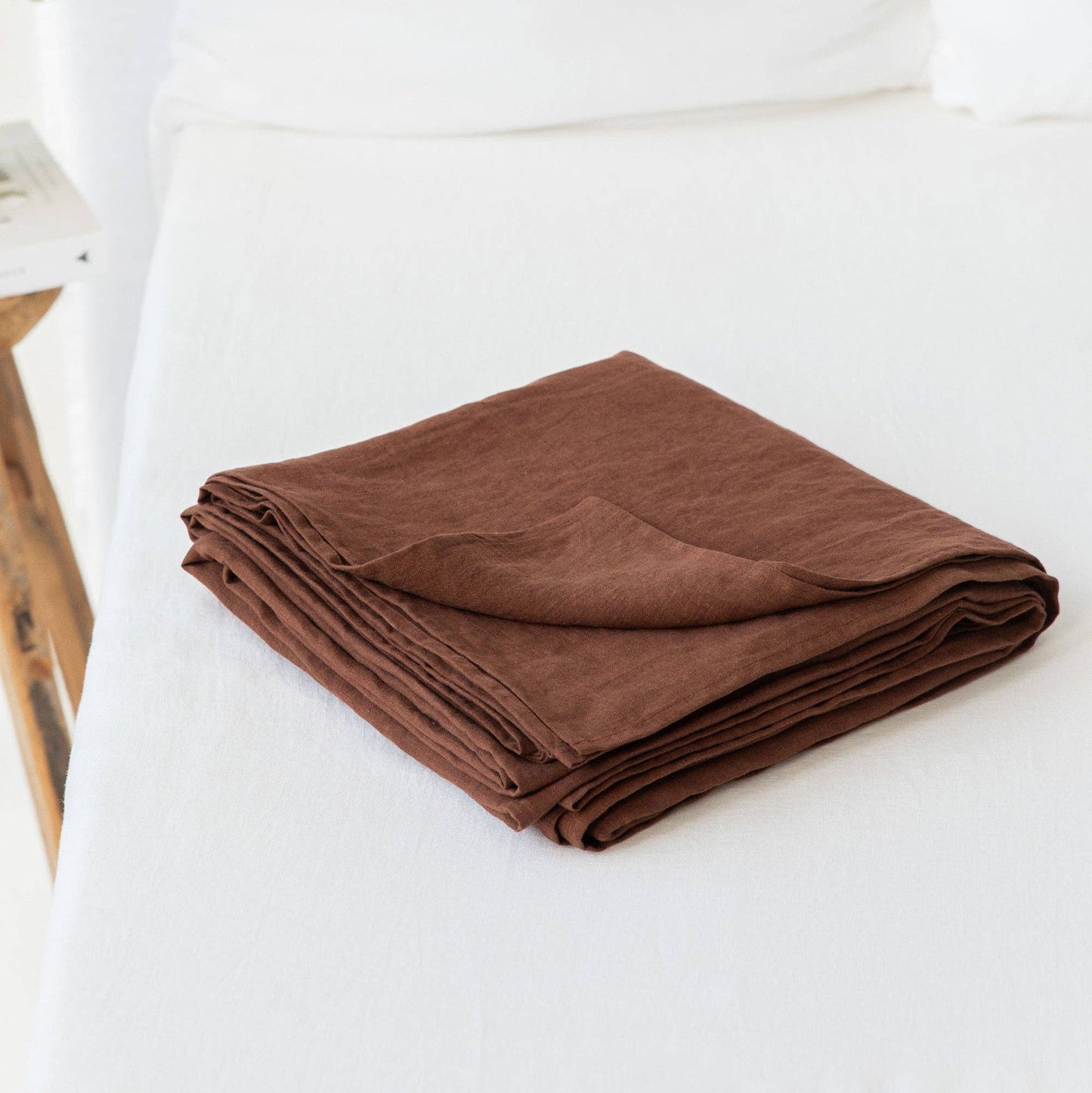 Chocolate linen flat sheet King