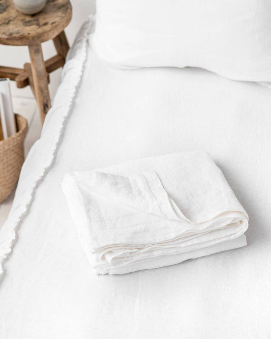 White linen flat sheet Queen