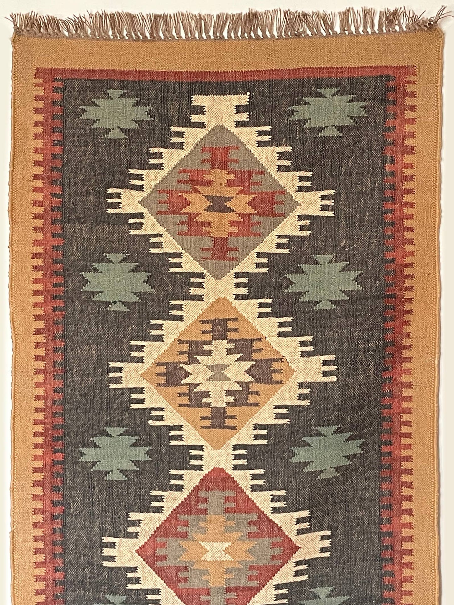 3 x 5' Handmade Jute-Wool Kilim Rug