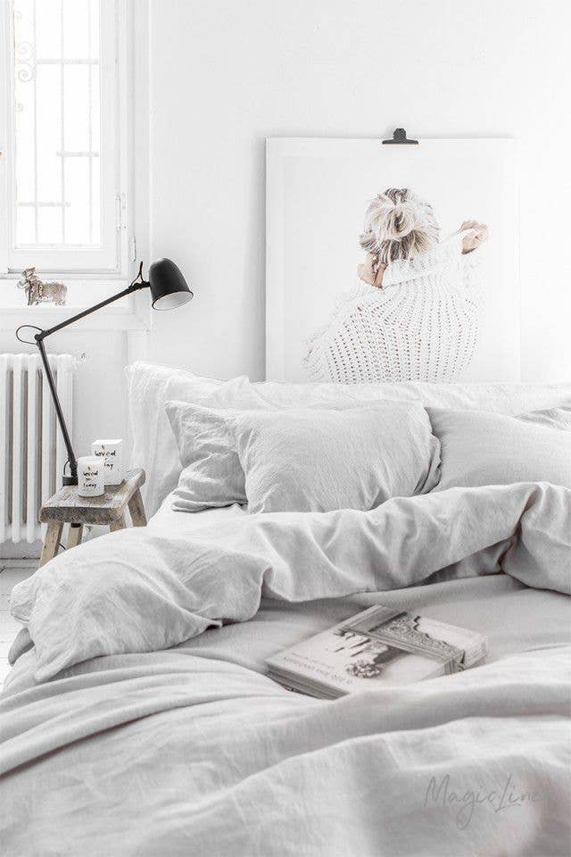 Light Gray Linen Pillowcase Queen