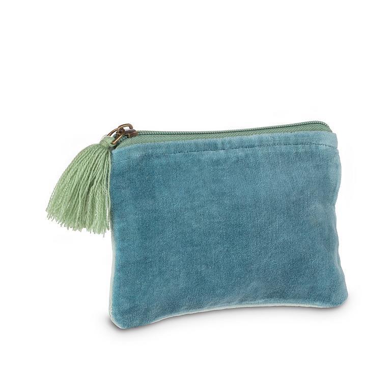 Velvet Pouch w/Tassel Aqua