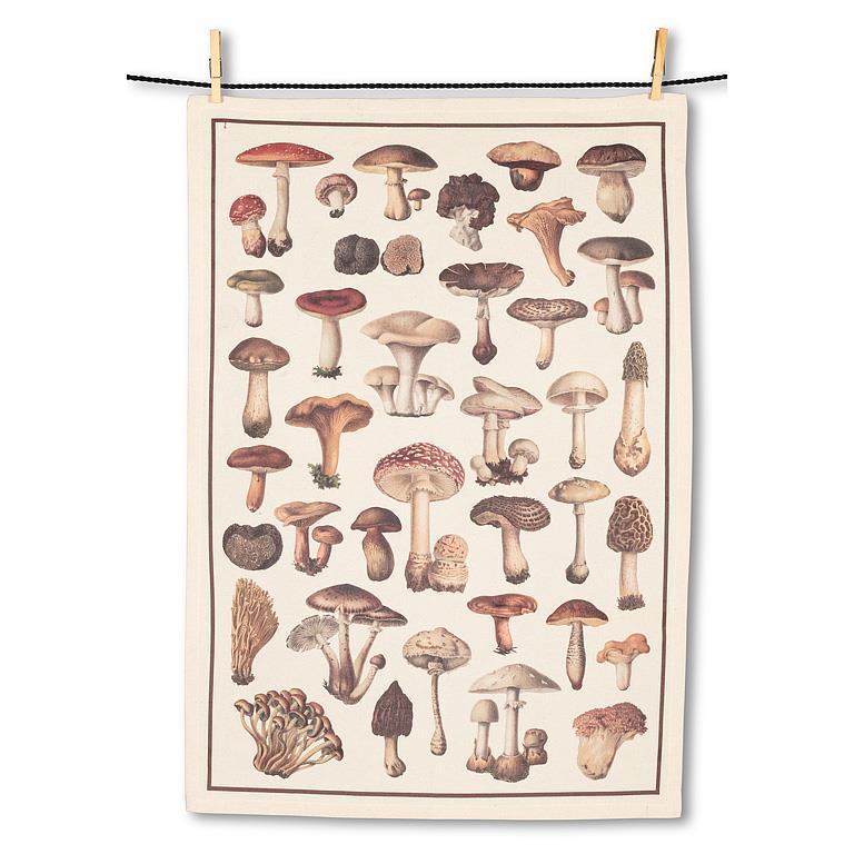 Mushroom Print Tea Towel