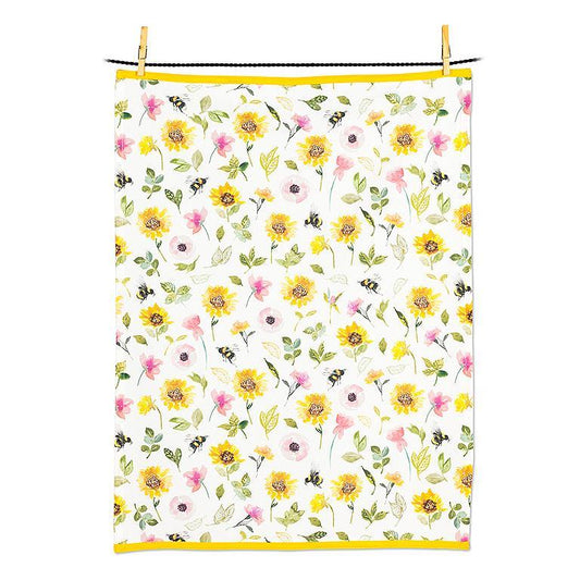 Sunflowers & Bees Kitchen Towel 20x28"