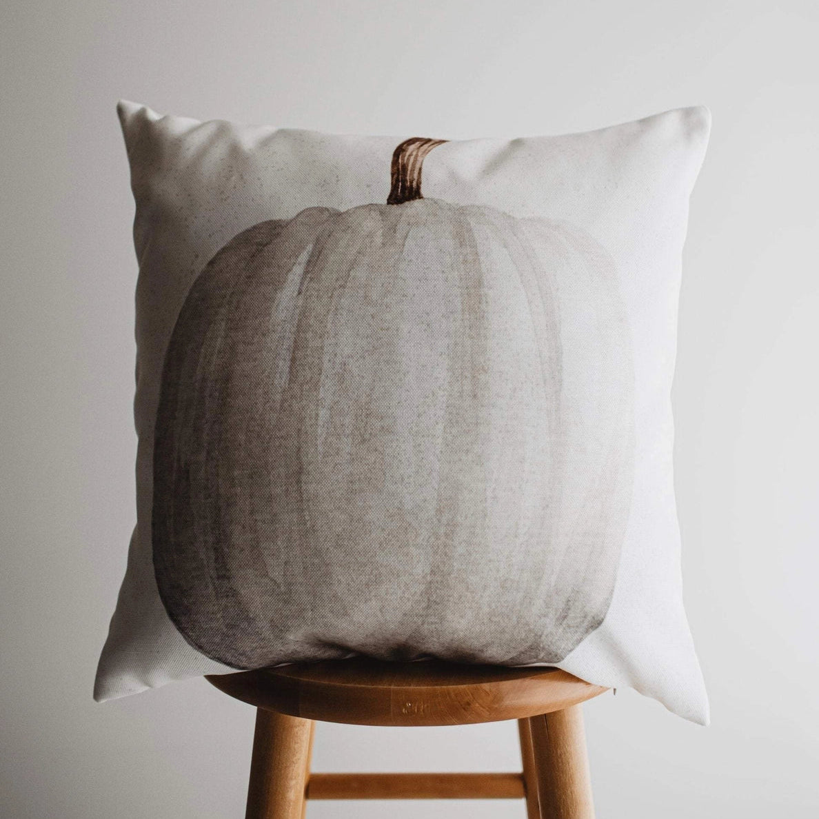 White Straight Stem Pumpkin Pillow