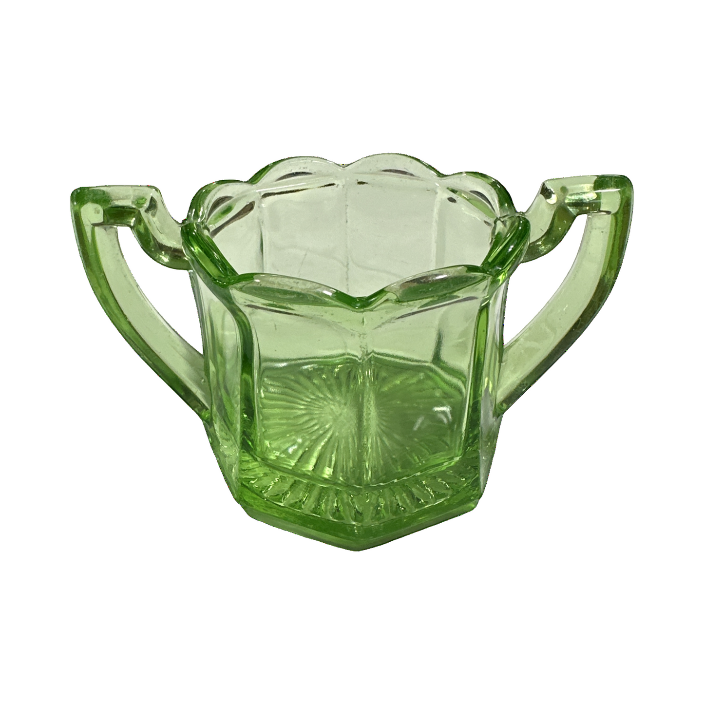 Vintage Uranium Glass Sugar Bowl