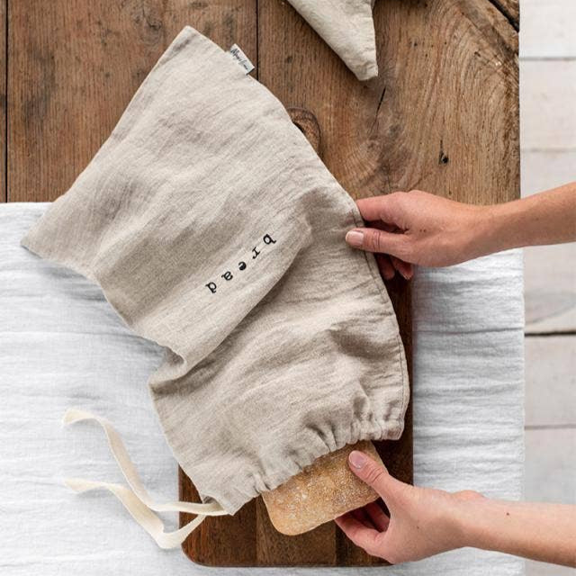 Printed linen bread bag