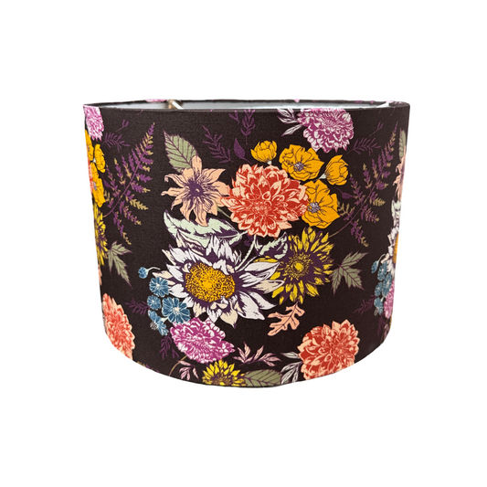 Floral Glow Cocoa Cotton Lampshade 30x21cm