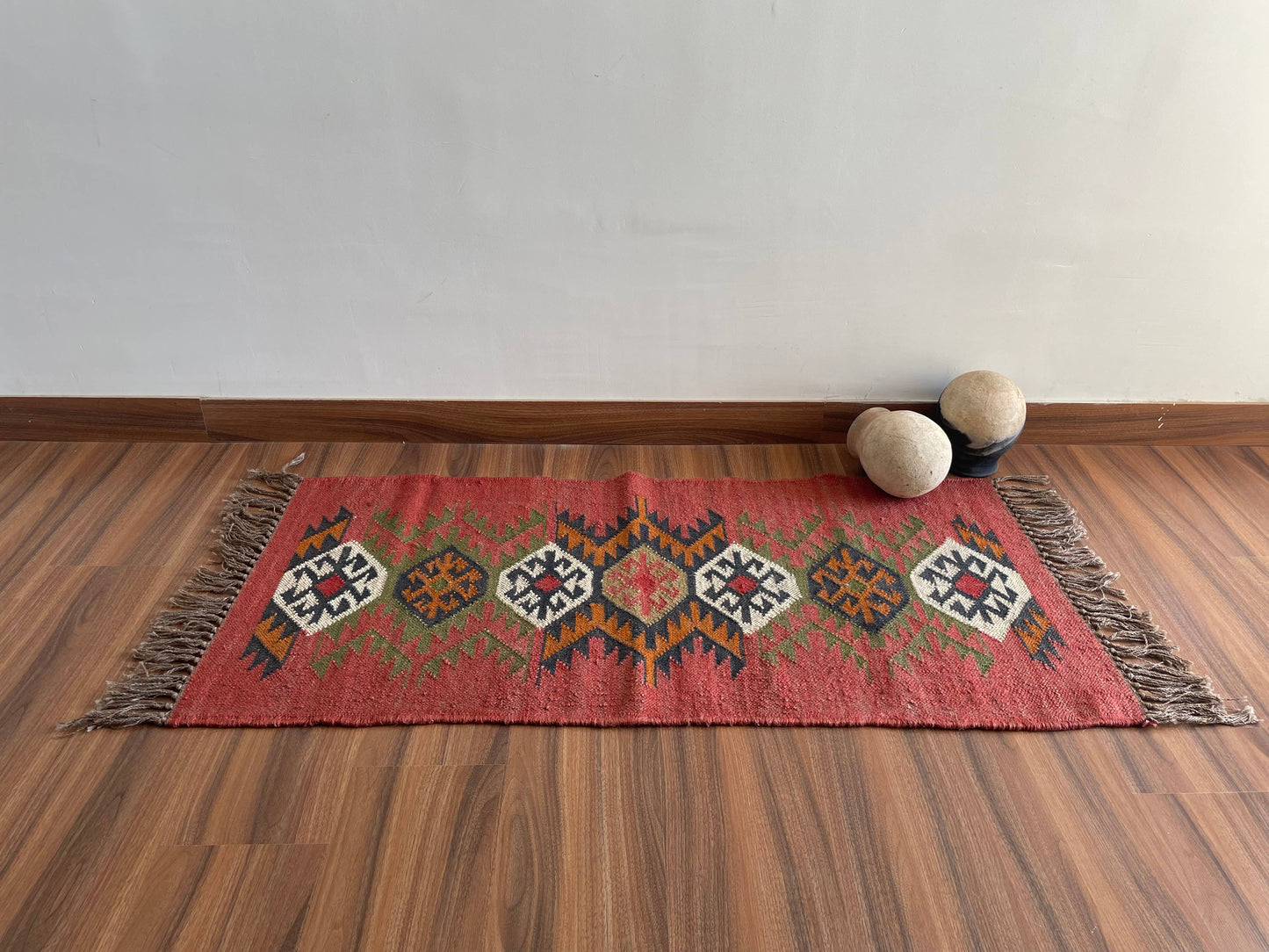 2 x 4' Handmade Kilim Jute-Wool Rug