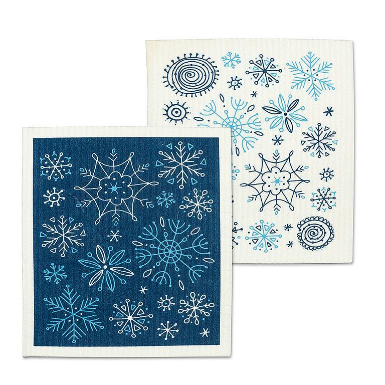 Set/2 Allover Snowflakes Dishcloth 6.5x8"