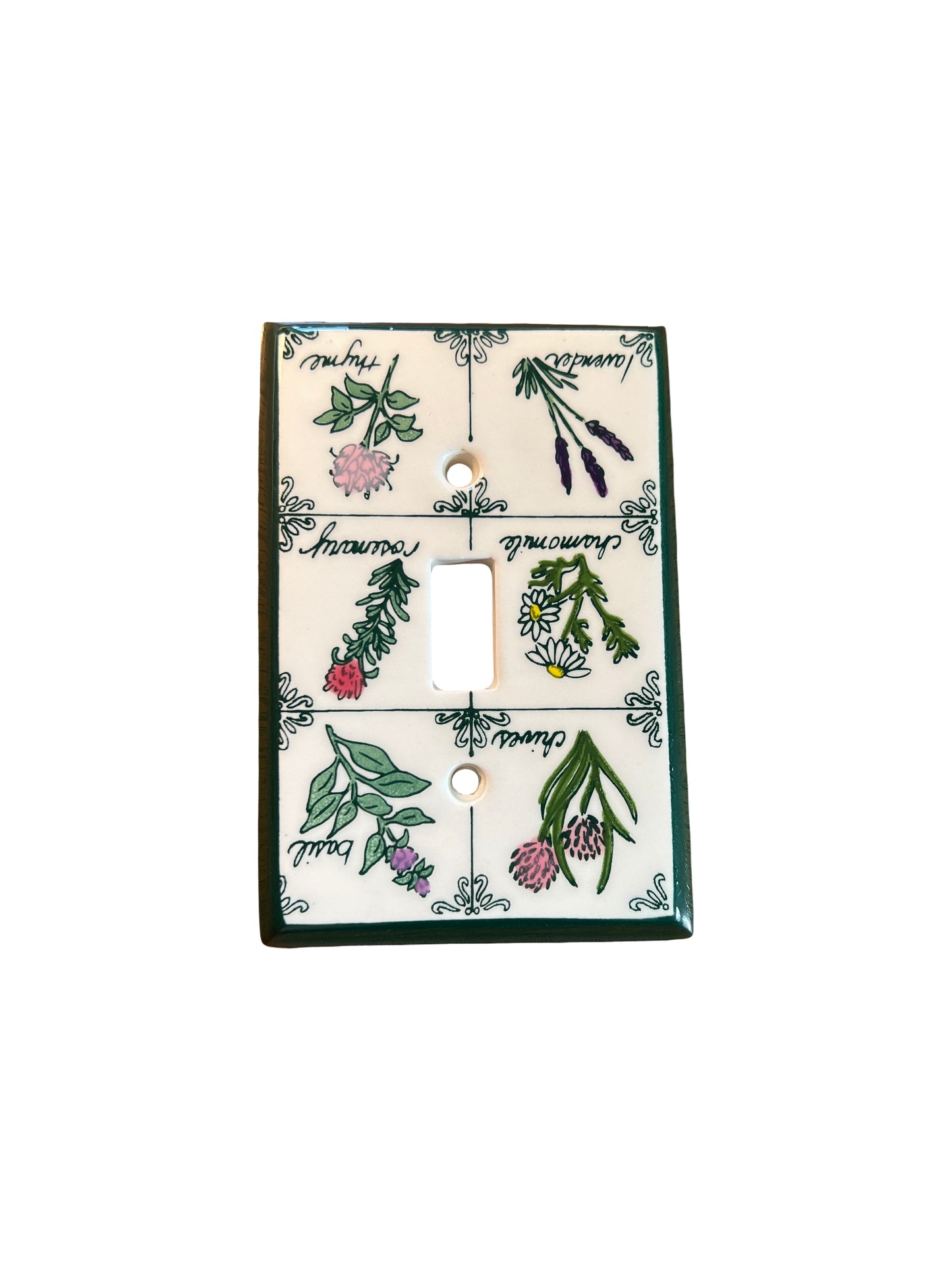 Vintage Porcelain Lightswitch herbs