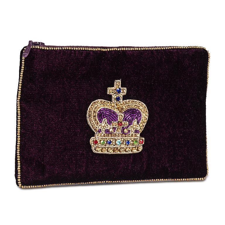 Small Zipper Pouch with 3D Beaded Crown
