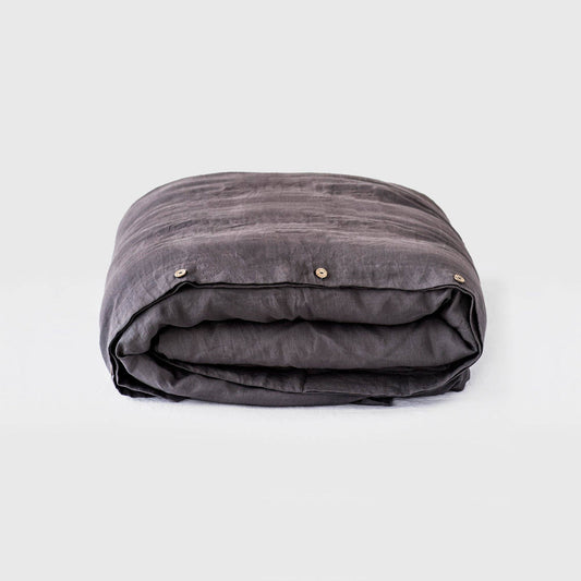 Charcoal Linen Duvet Cover King