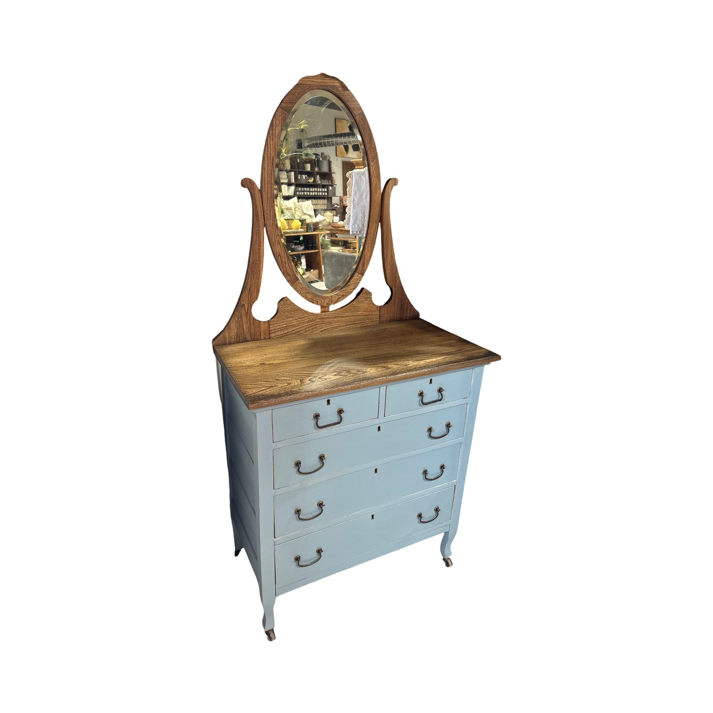 Antique Blue Painted Dresser