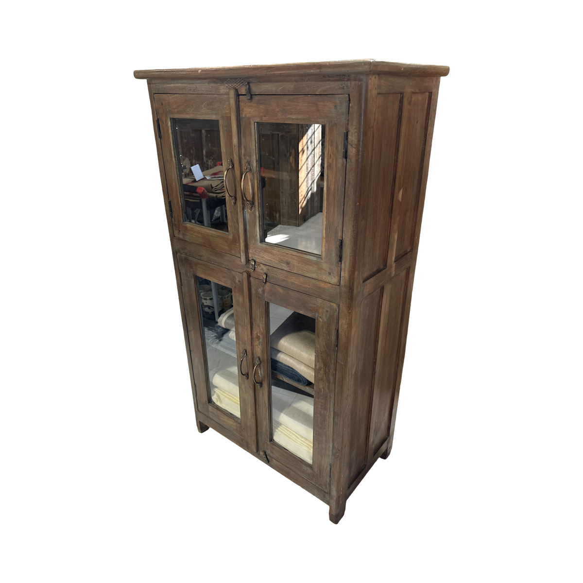 Wood Cabinet w/glass Natural
