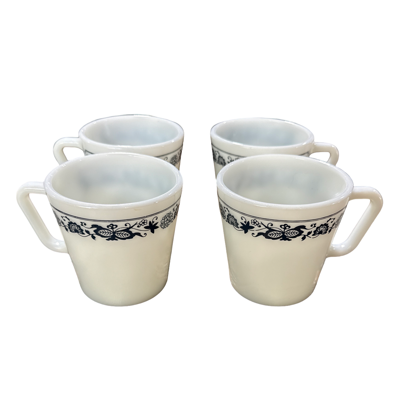 Vintage Pyrex 1410 8oz Old Town Blue Mugs s/4