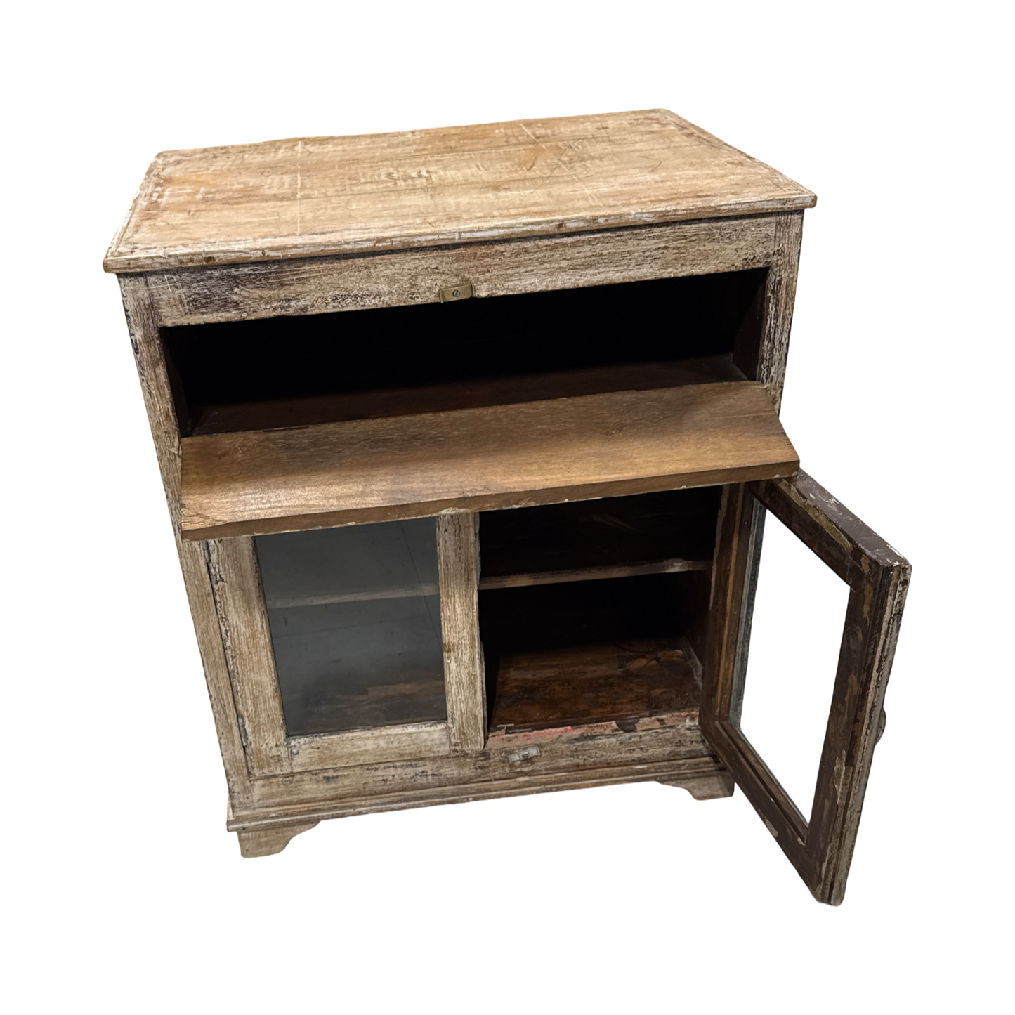 Wood Side Cabinet w/glass