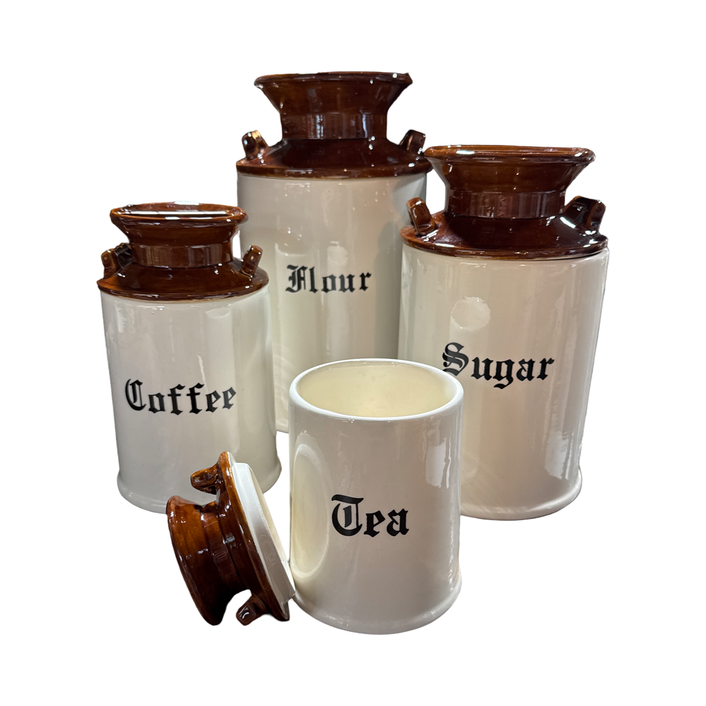 Vintage Cream Can Canister S/4