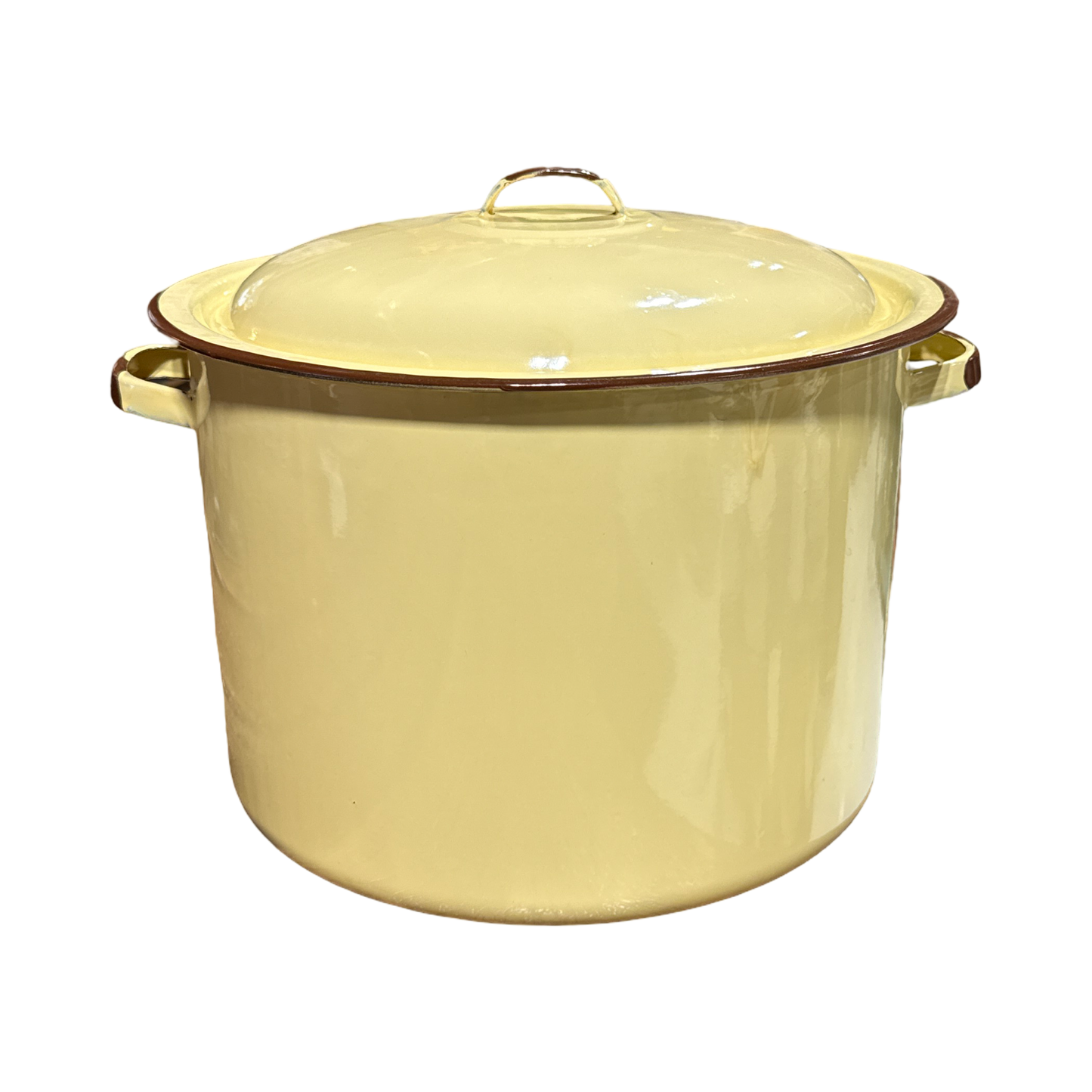 Vintage Yellow Enamel Pot w/Lid