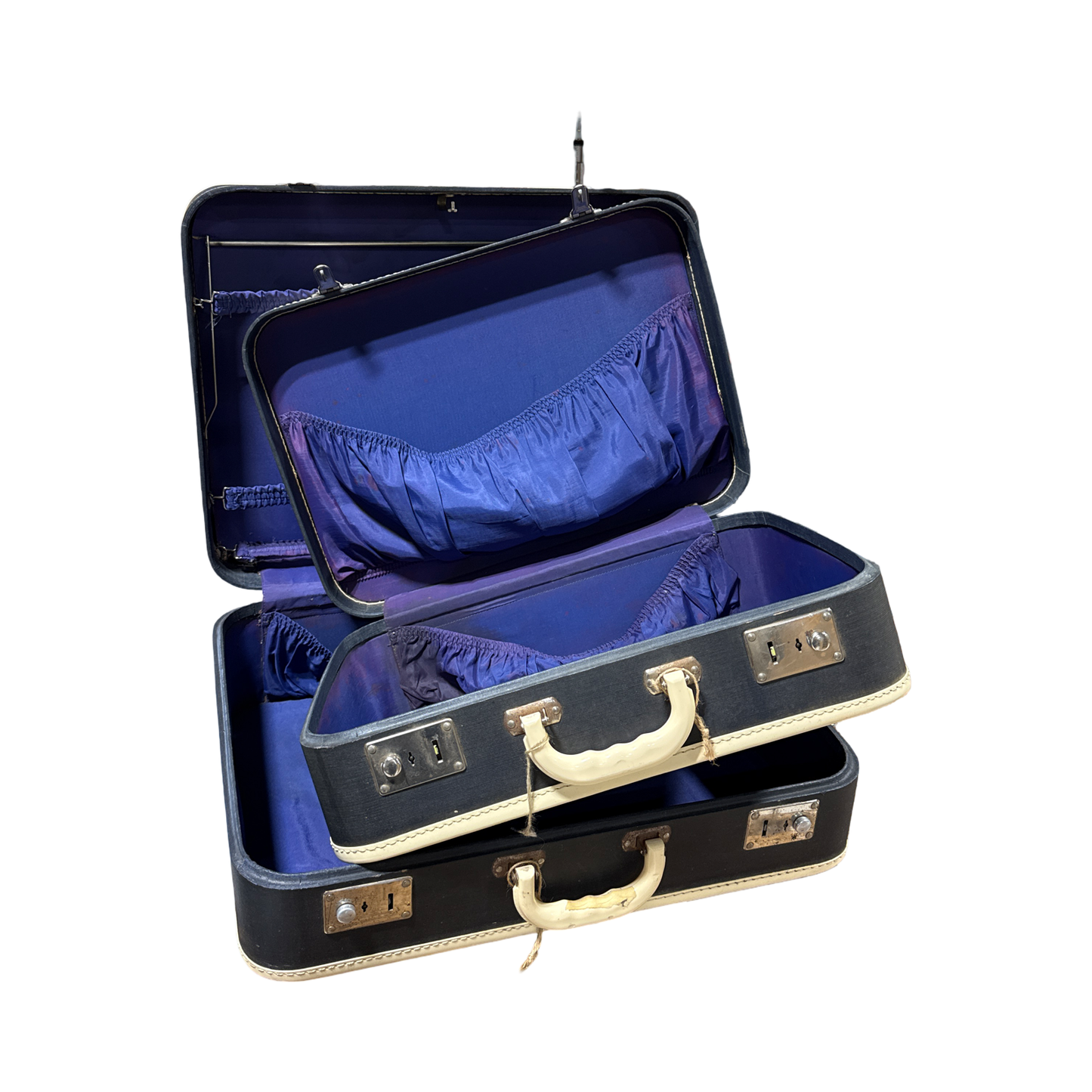 Vintage Navy Blue Suitcase Set