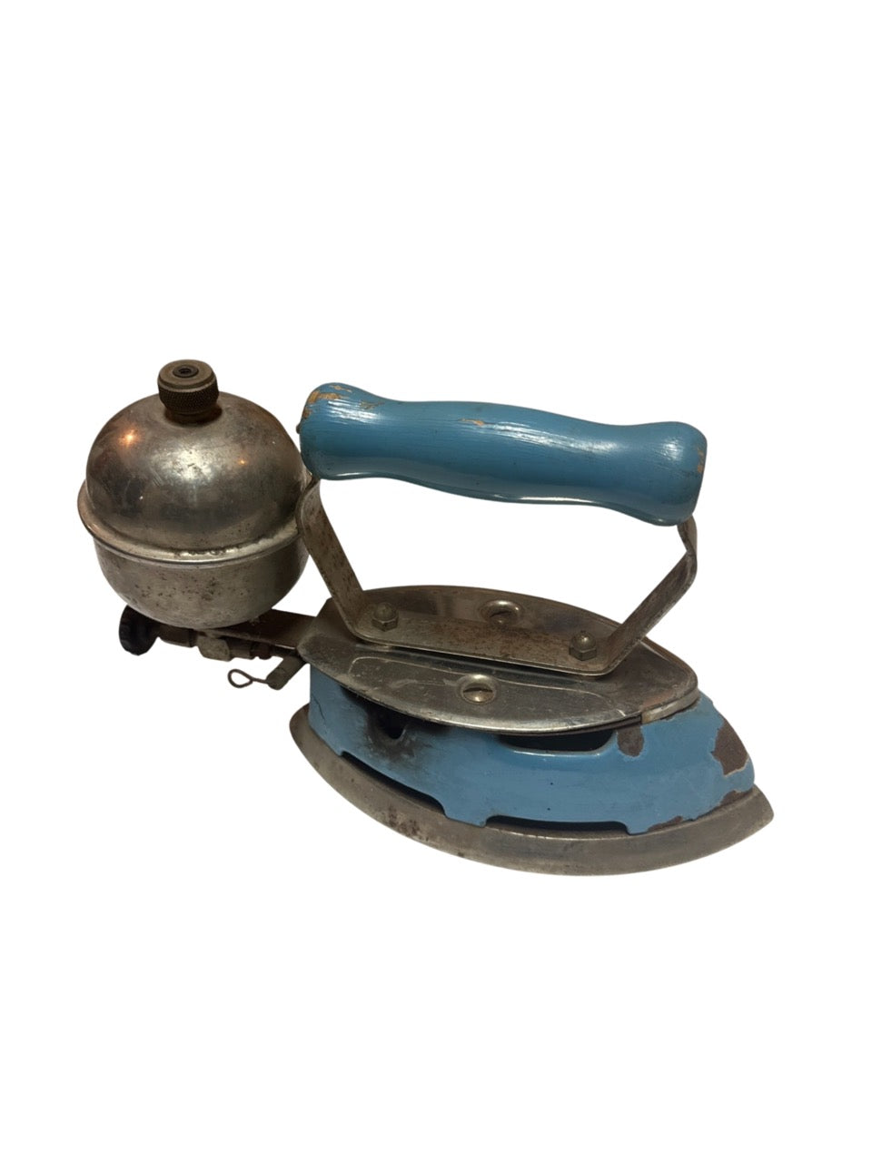 Vintage blue Coleman gas iron