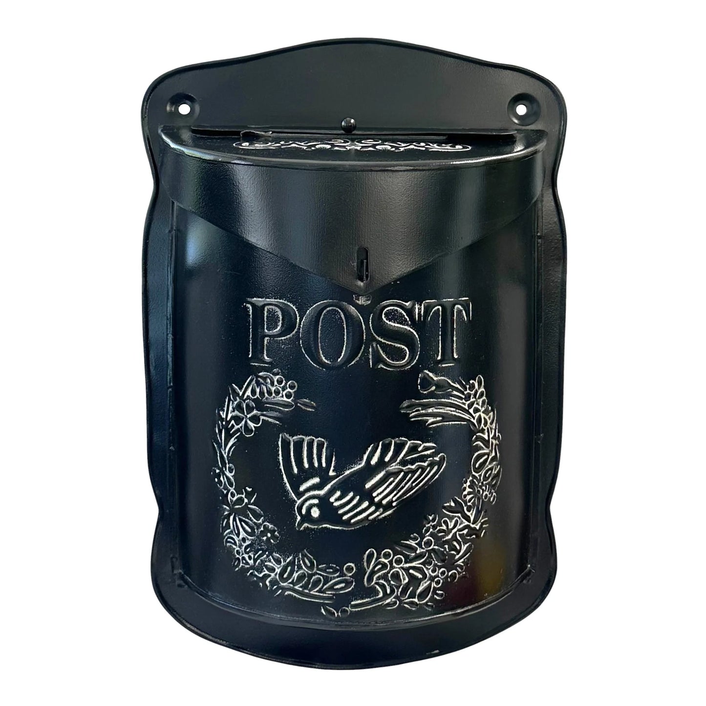 Vintage style mailbox black w/white wash