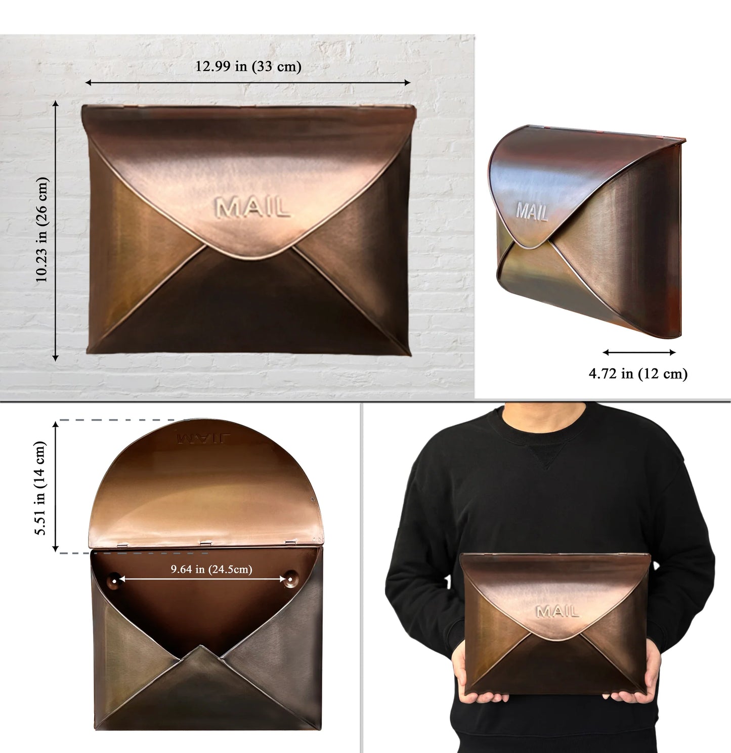 Antique copper envelop mailbox