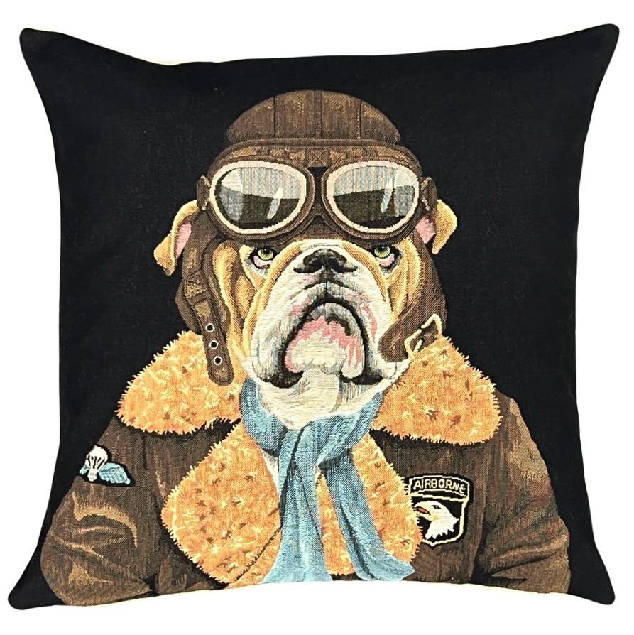 Aviator Bulldog Cushion Cover 18"