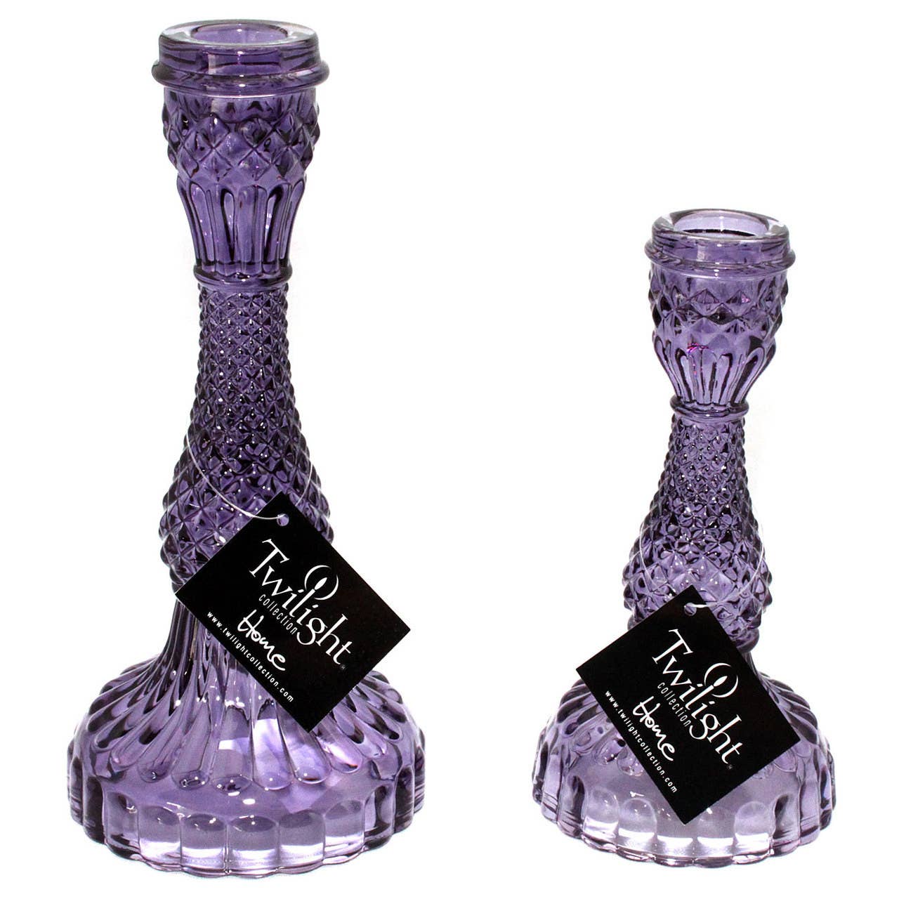 Glass Candle Holder Violet: 4" Ø x 8 1/2"