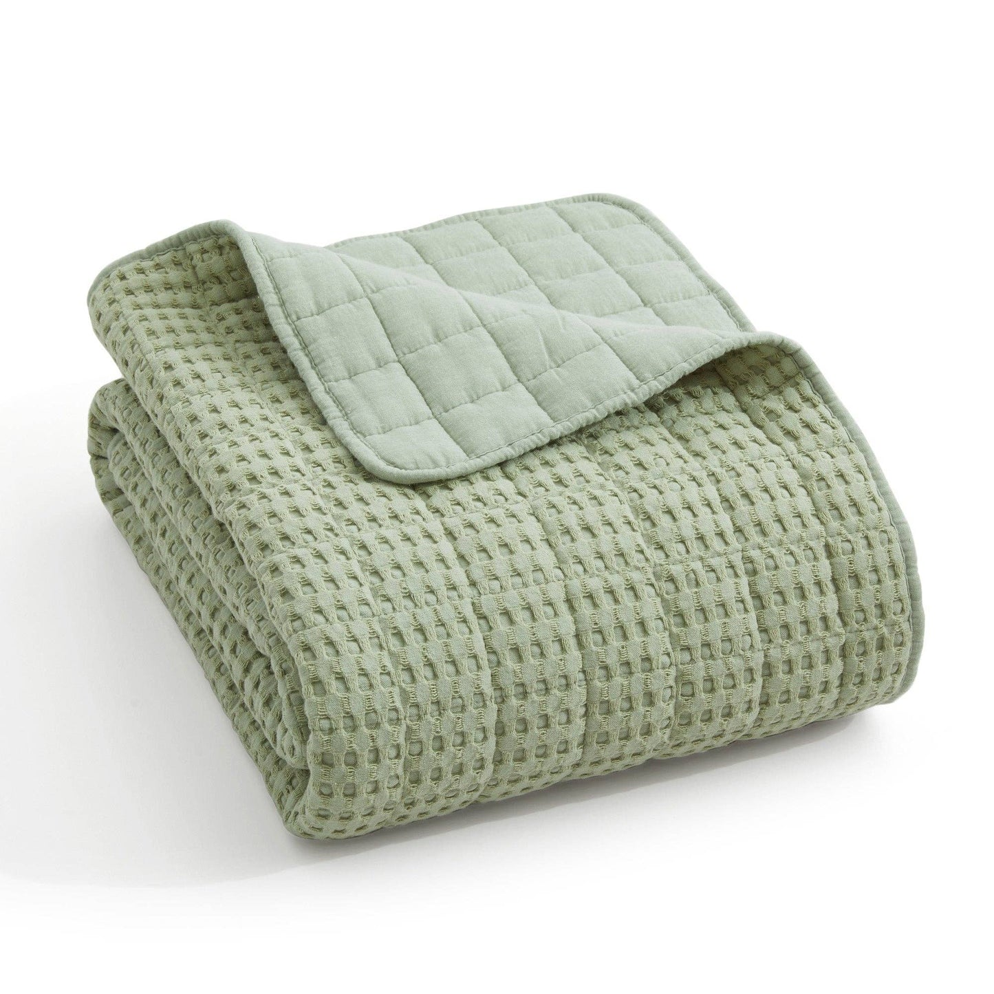 Waffle Quilted Throw Sage 50x60"