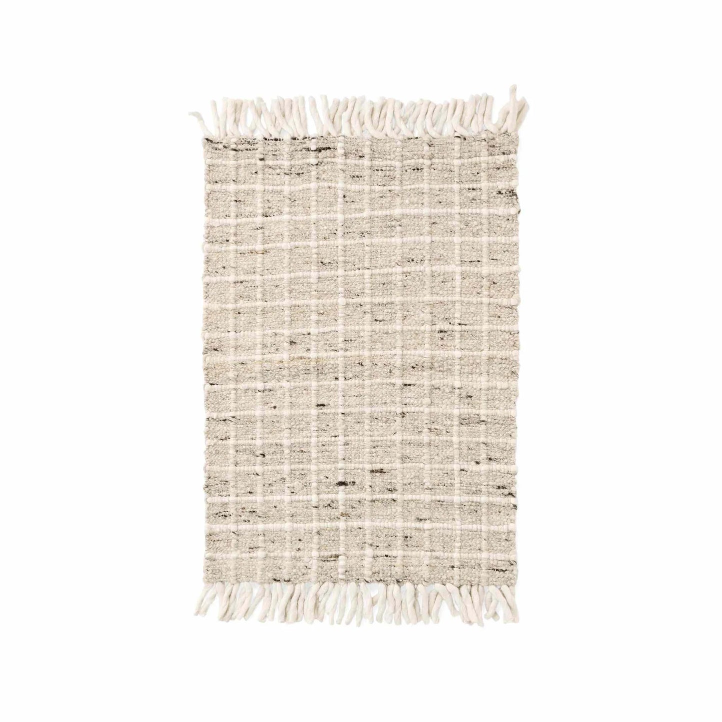 Handcarded Wool Rug 24x36" Cream