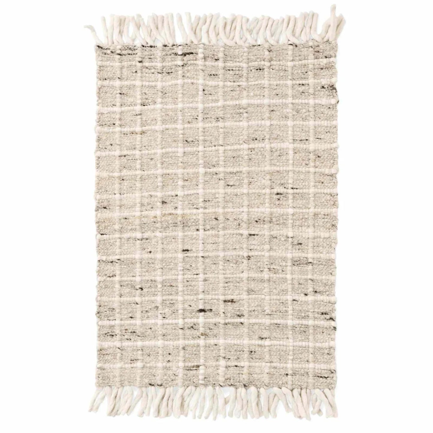Handcarded Wool Rug 24x36" Cream