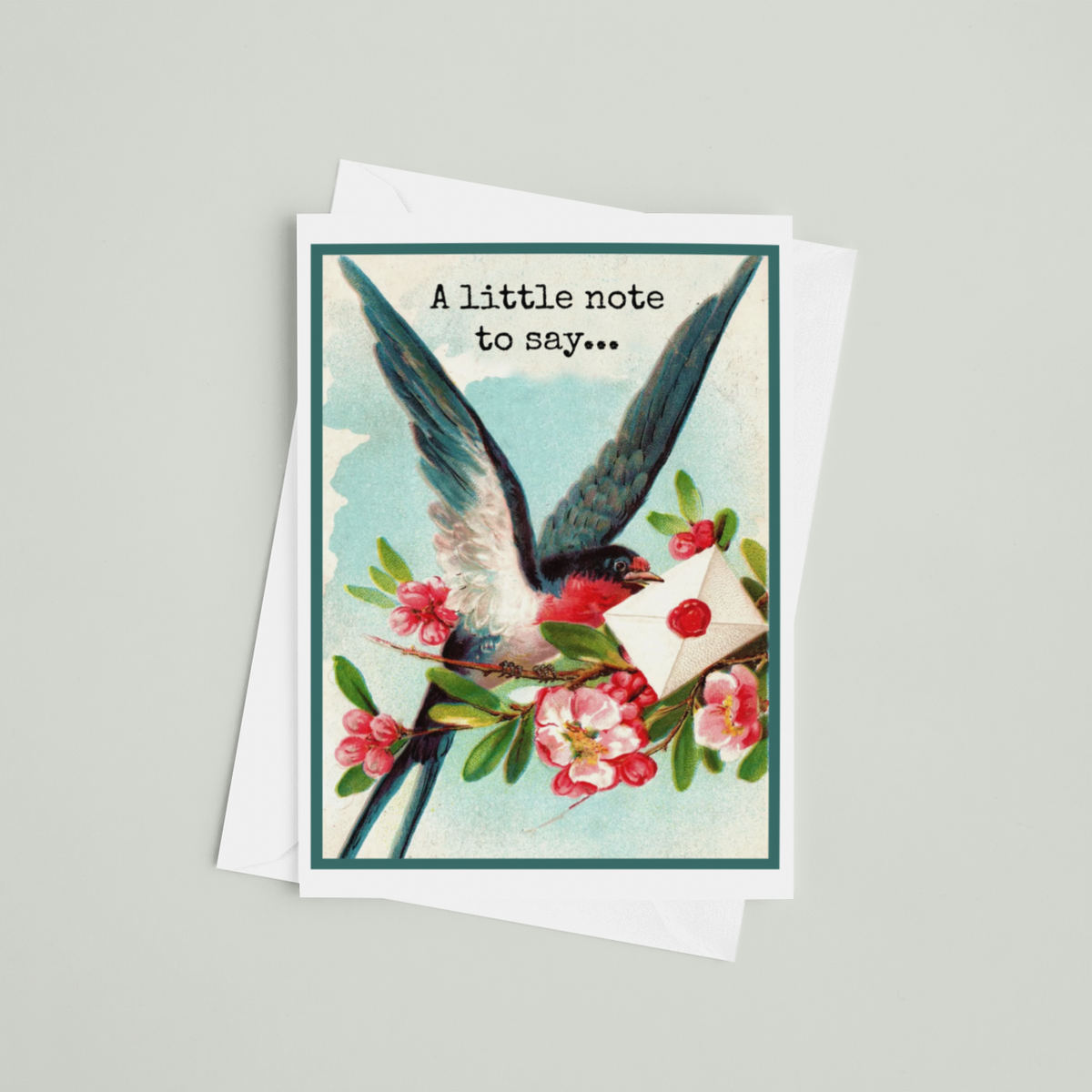 Greeting Card. Vintage Bird. A Little Note To Say...