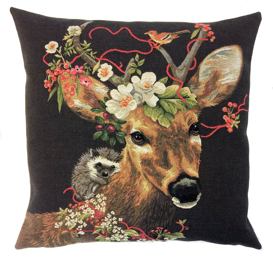Stag with Hedgehog Cushion Cover 18"